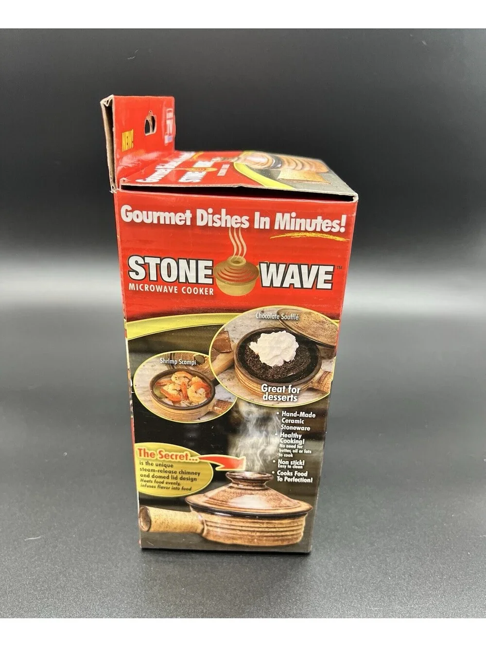 Stone Wave Microwave Cooker Seen On TV Ceramic Pot & Recipe Book NEW